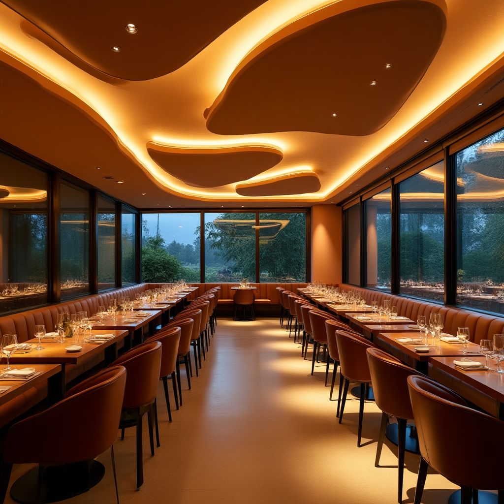 Napínaný strop v restauraci
